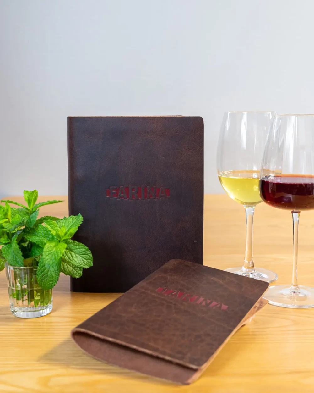 Premium leather restaurant menu